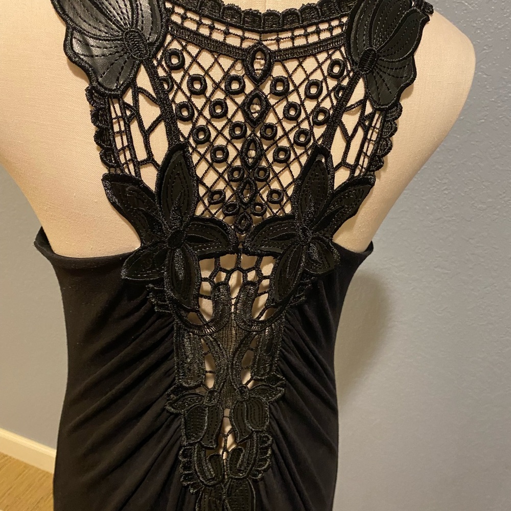Elegant Black Dress with Lace Back